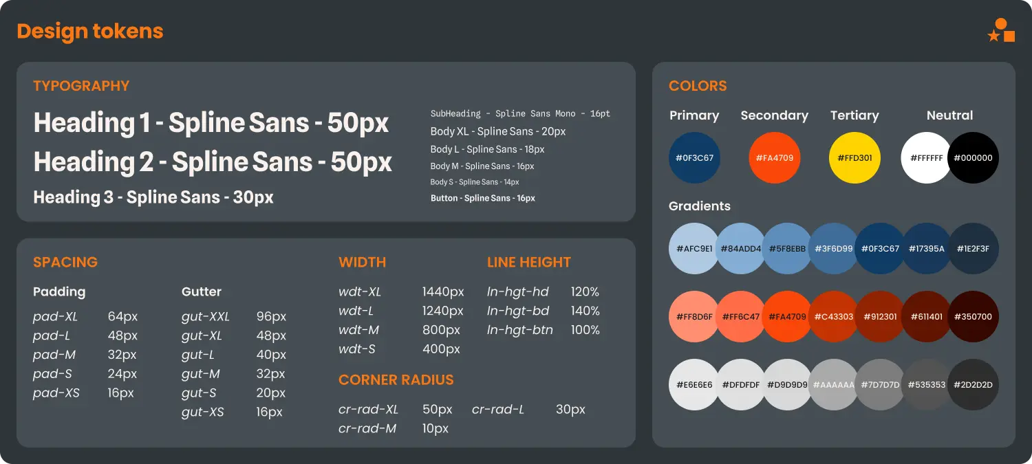 Egerie's website design tokens