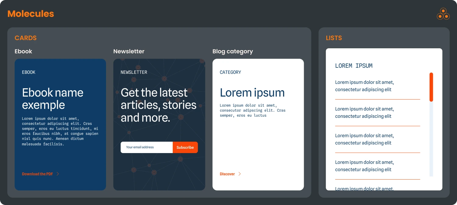Egerie's website molecules